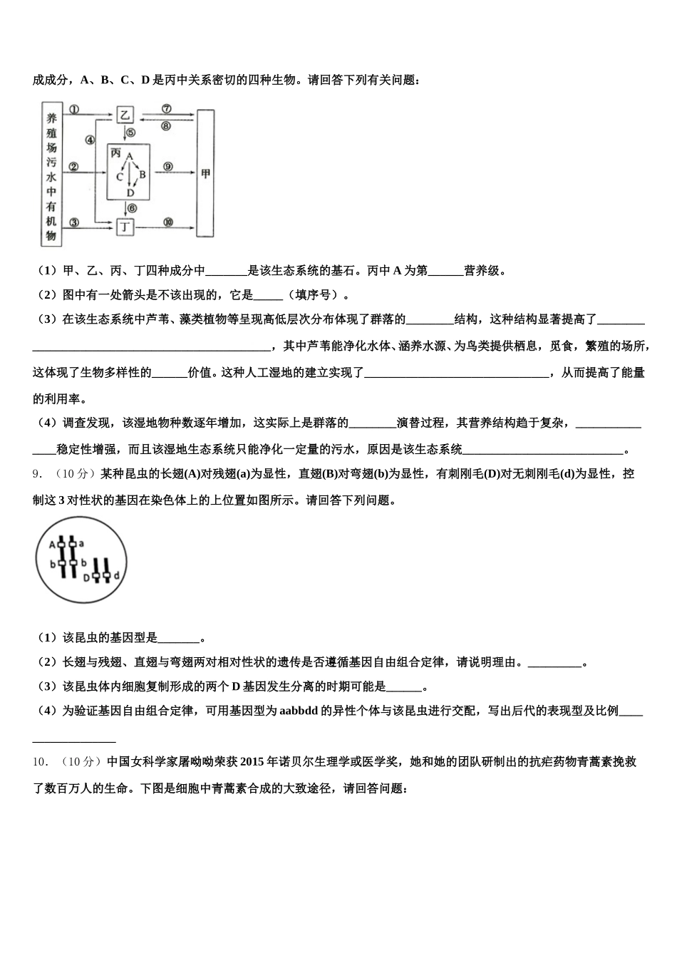 广西南宁市第十四中学2025届高一生物第二学期期末质量跟踪监视模拟试题含解析_第3页
