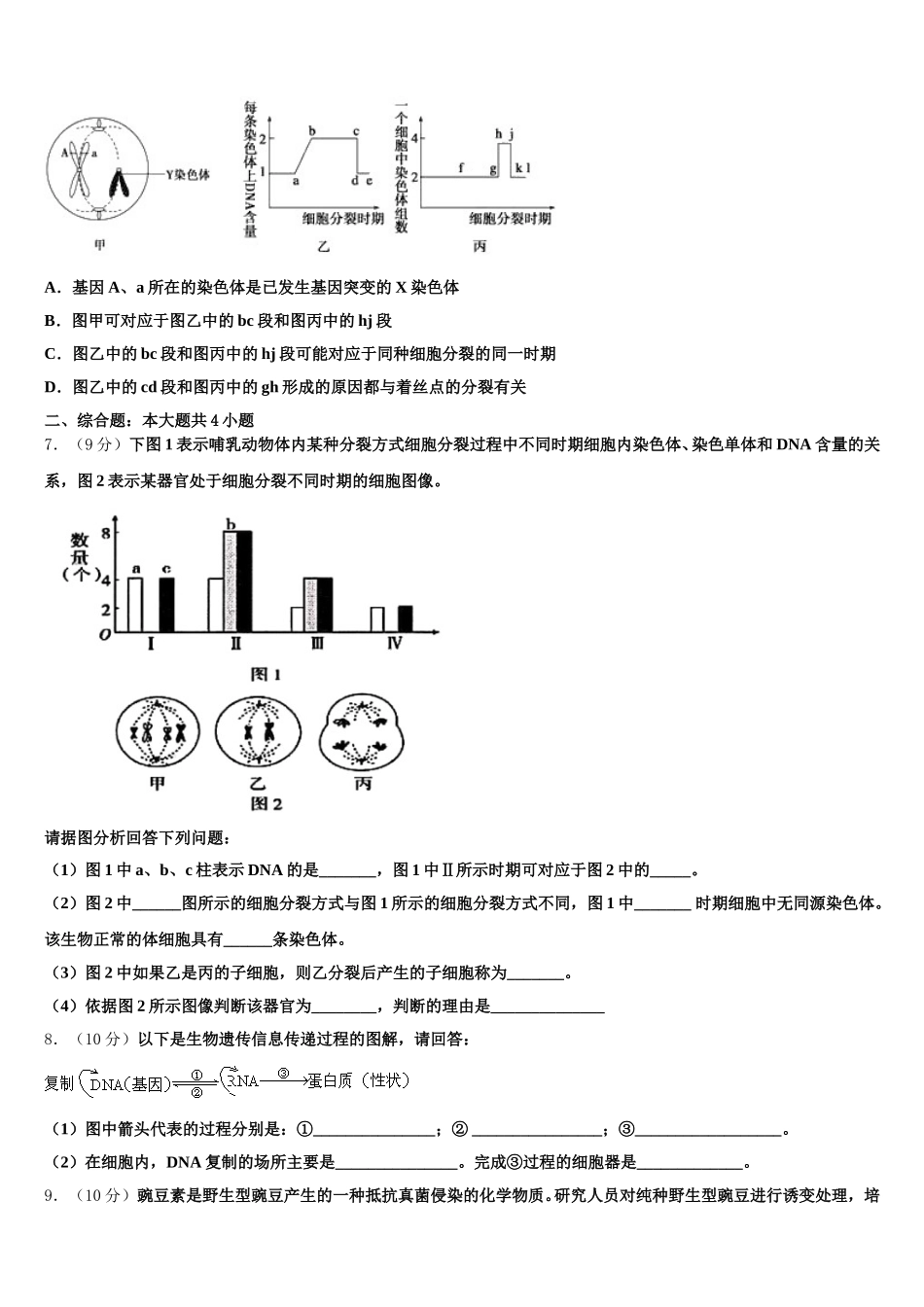 广西南宁市宾阳中学2025届高一生物第二学期期末调研模拟试题含解析_第2页