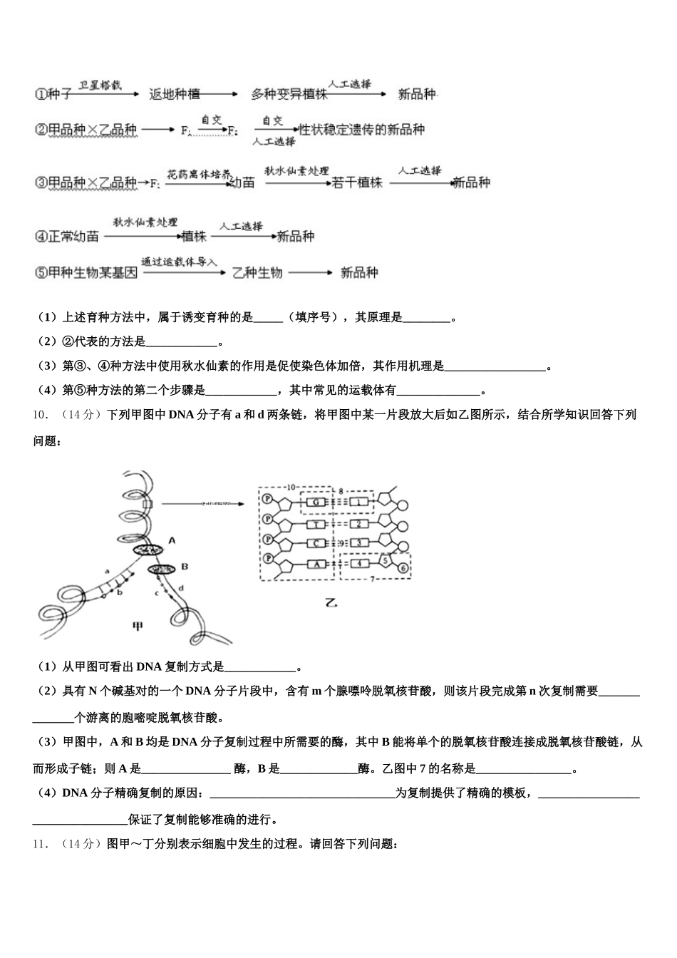 广西柳州市第二中学2025届生物高一第二学期期末质量检测模拟试题含解析_第3页