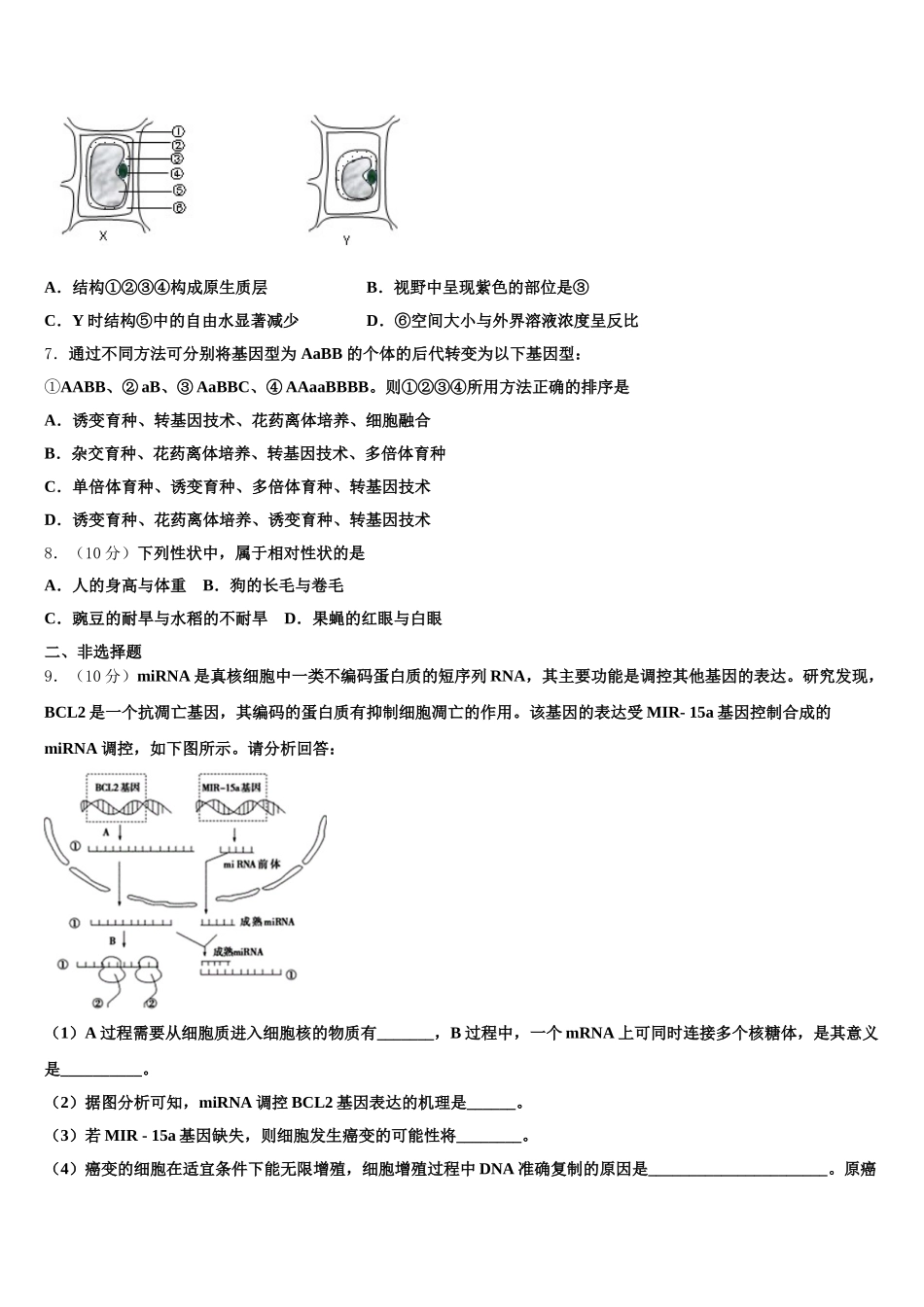 2025年广西防城港市生物高一下期末统考模拟试题含解析_第2页