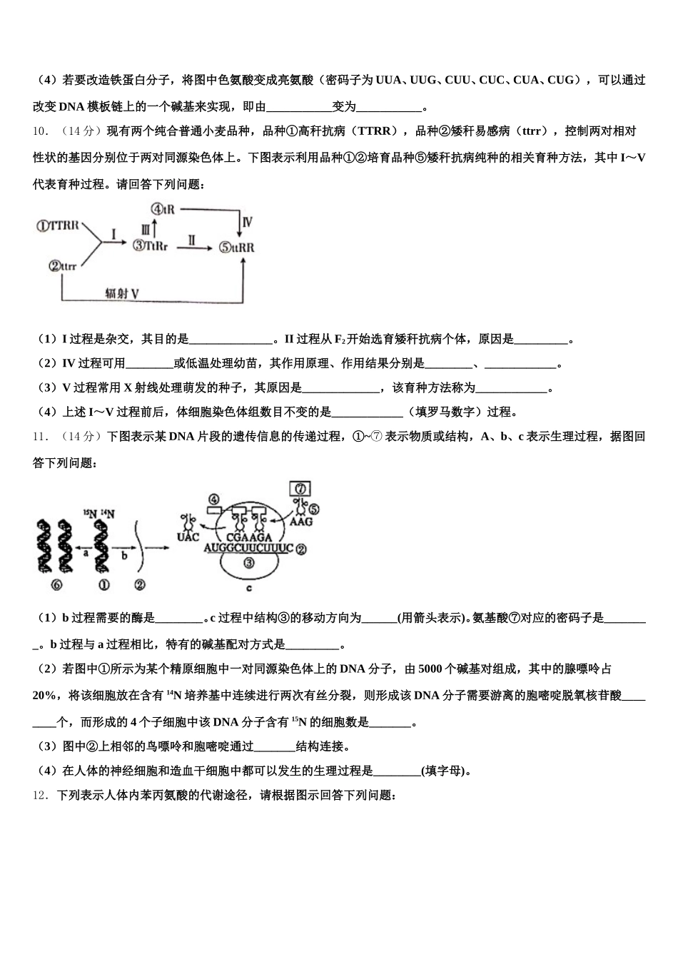 广西钦州市高新区2025届高一生物第二学期期末质量跟踪监视模拟试题含解析_第3页