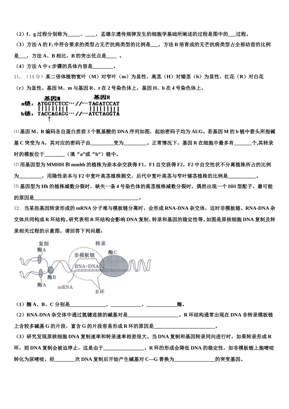 2024-2025学年广西南宁二中生物高一第二学期期末质量跟踪监视模拟试题含解析_第3页