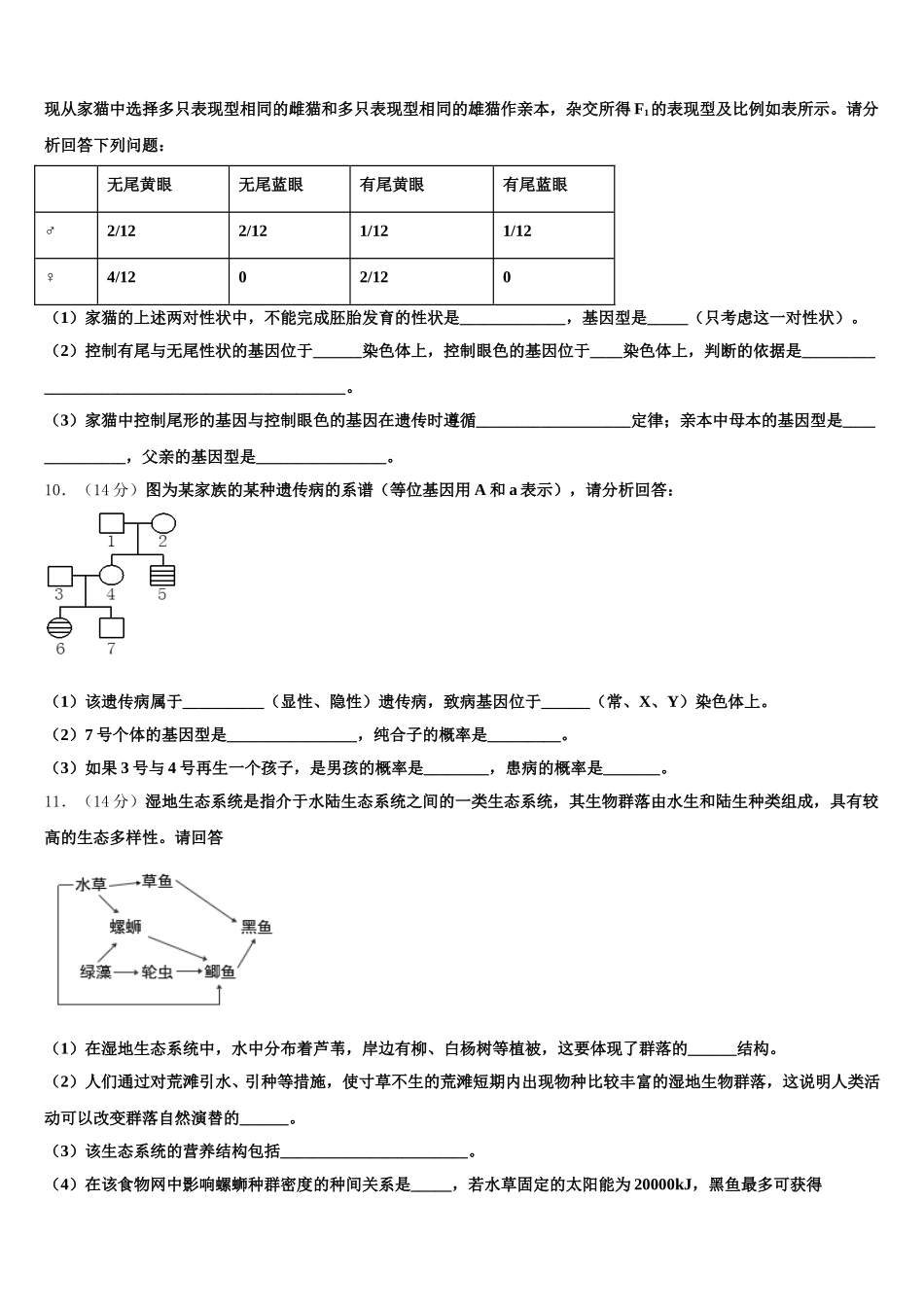 广西贵港市高级中学2025年高一下生物期末统考模拟试题含解析_第3页