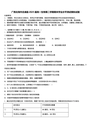 广西北海市合浦县2025届高一生物第二学期期末学业水平测试模拟试题含解析
