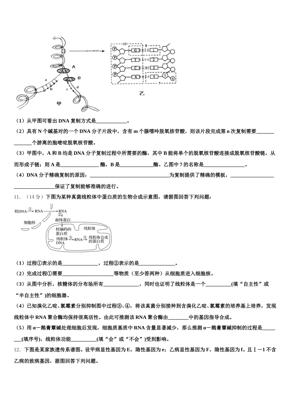 广西桂林阳朔中学2025届生物高一第二学期期末教学质量检测模拟试题含解析_第3页