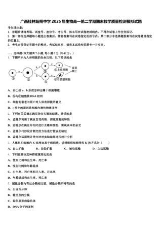广西桂林阳朔中学2025届生物高一第二学期期末教学质量检测模拟试题含解析