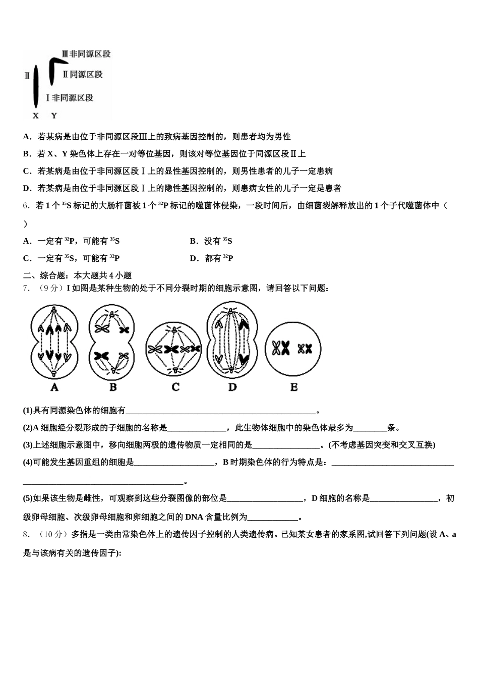 2025届广西北海中学高一生物第二学期期末检测模拟试题含解析_第2页