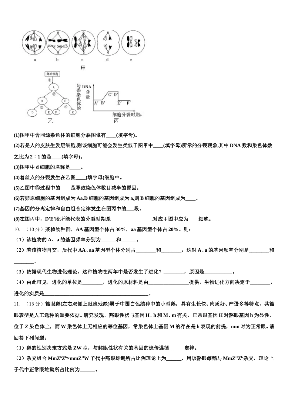 2025年广西南宁市马山县高中联合体高一下生物期末学业质量监测试题含解析_第3页