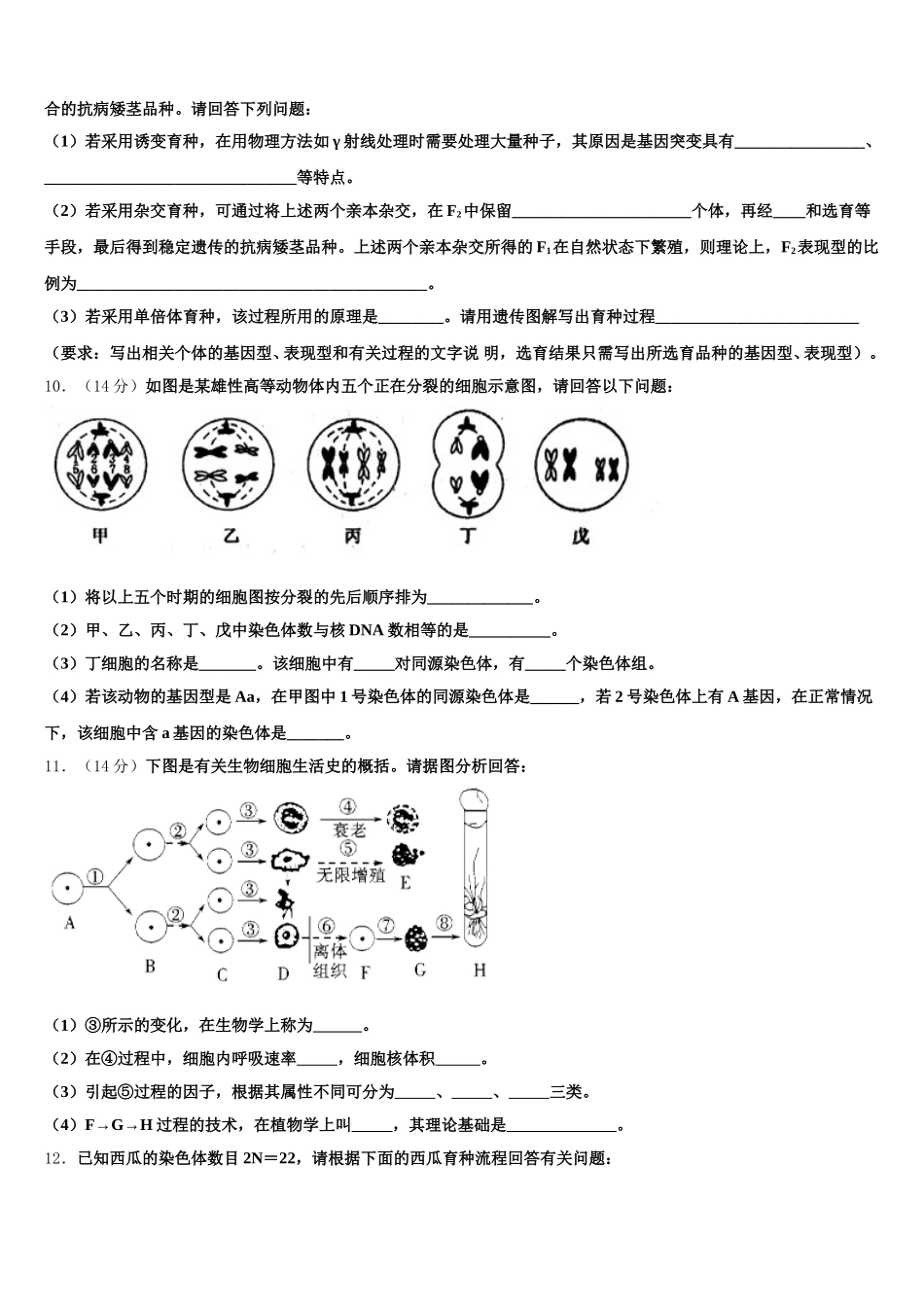 2025年广西省来宾市高一下生物期末学业质量监测模拟试题含解析_第3页