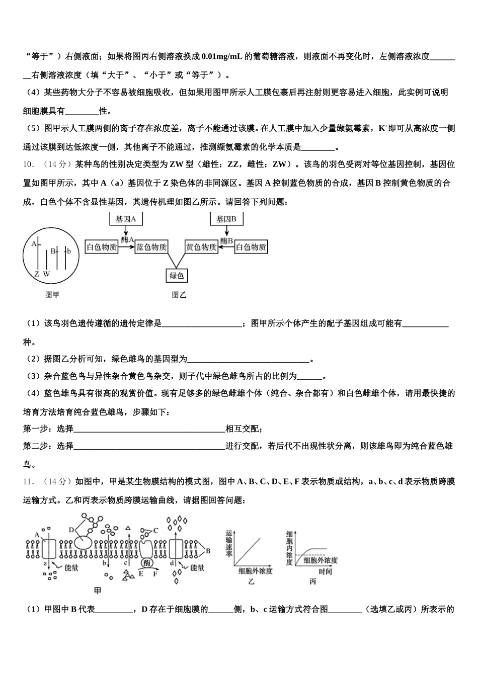 2025届广西壮族自治区桂林市高一下生物期末调研模拟试题含解析_第3页