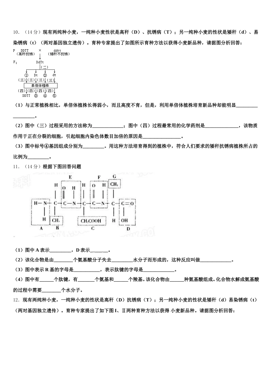 广西柳州二中2025年高一下生物期末统考试题含解析_第3页