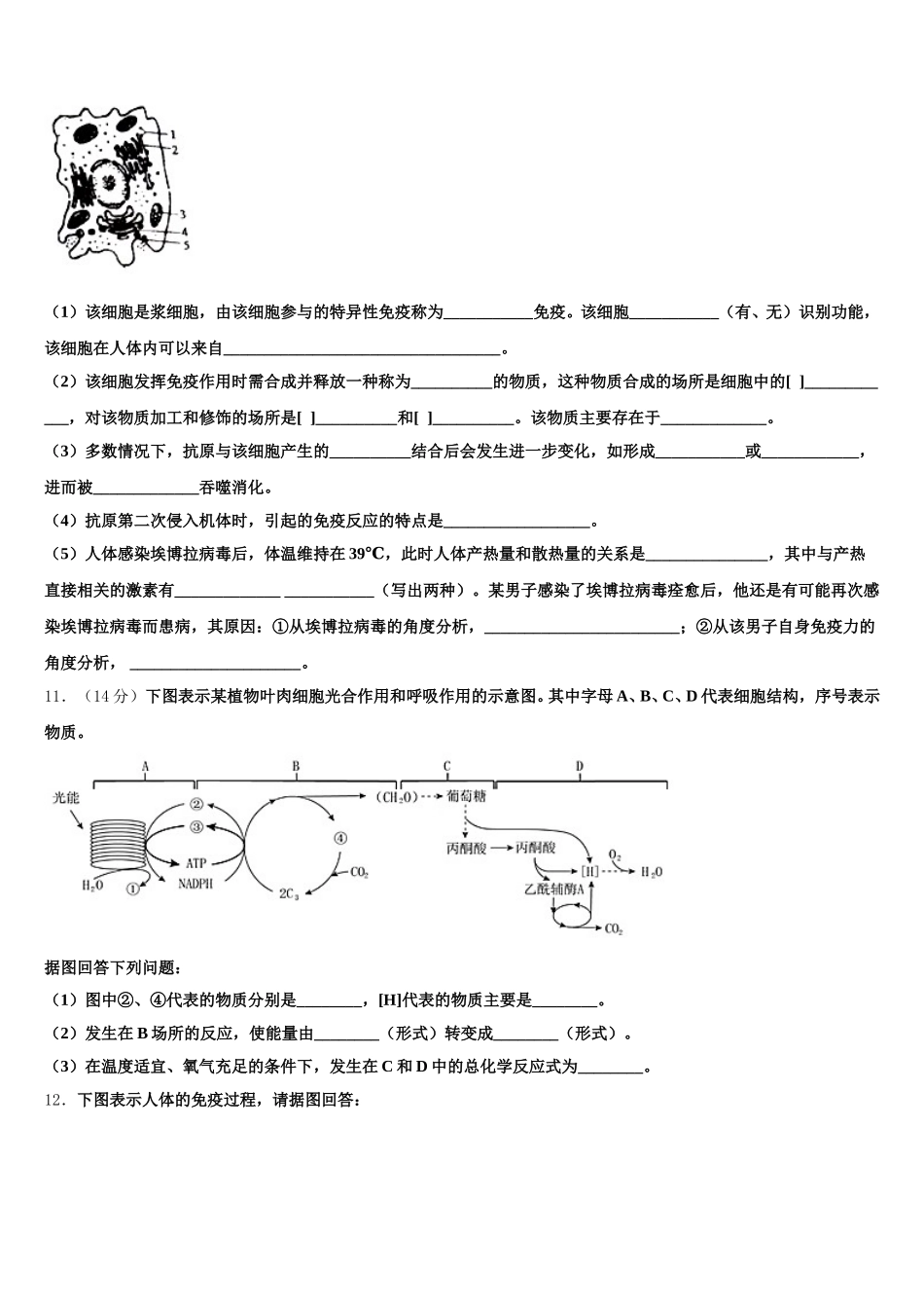 广西梧州市蒙山县蒙山中学2025年高一生物第二学期期末考试试题含解析_第3页