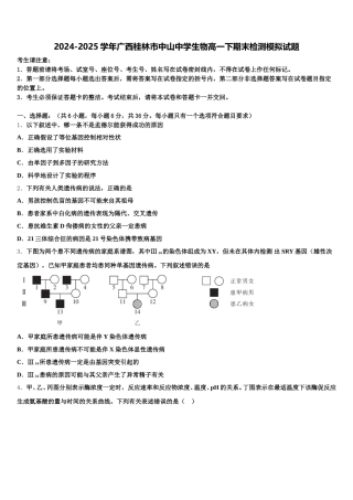 2024-2025学年广西桂林市中山中学生物高一下期末检测模拟试题含解析