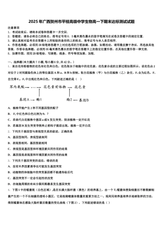 2025年广西贺州市平桂高级中学生物高一下期末达标测试试题含解析