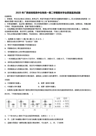 2025年广西省桂梧高中生物高一第二学期期末学业质量监测试题含解析