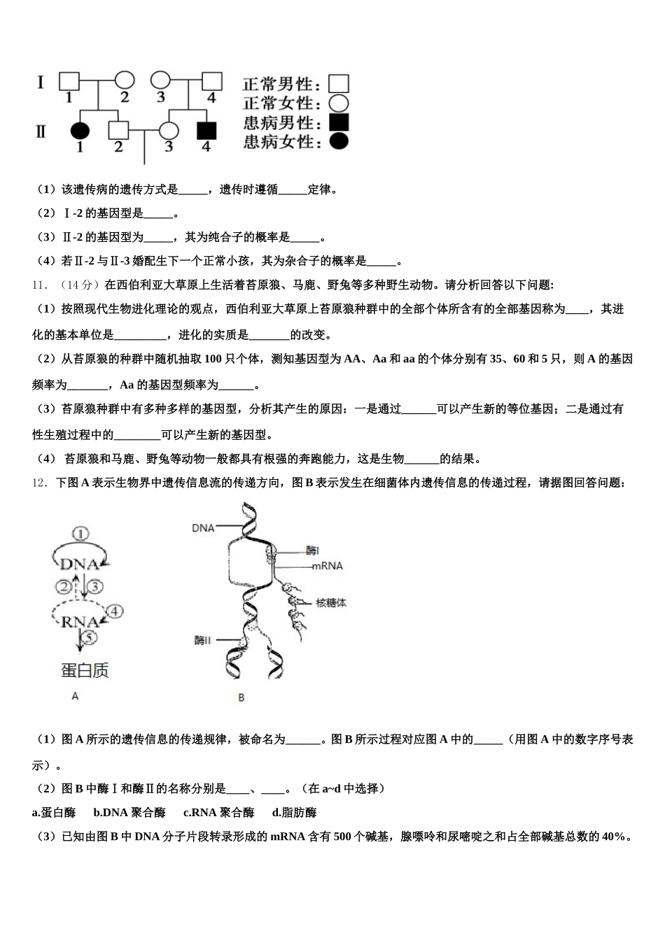 2025年广西壮族自治区河池市高级中学高一下生物期末质量跟踪监视模拟试题含解析_第3页