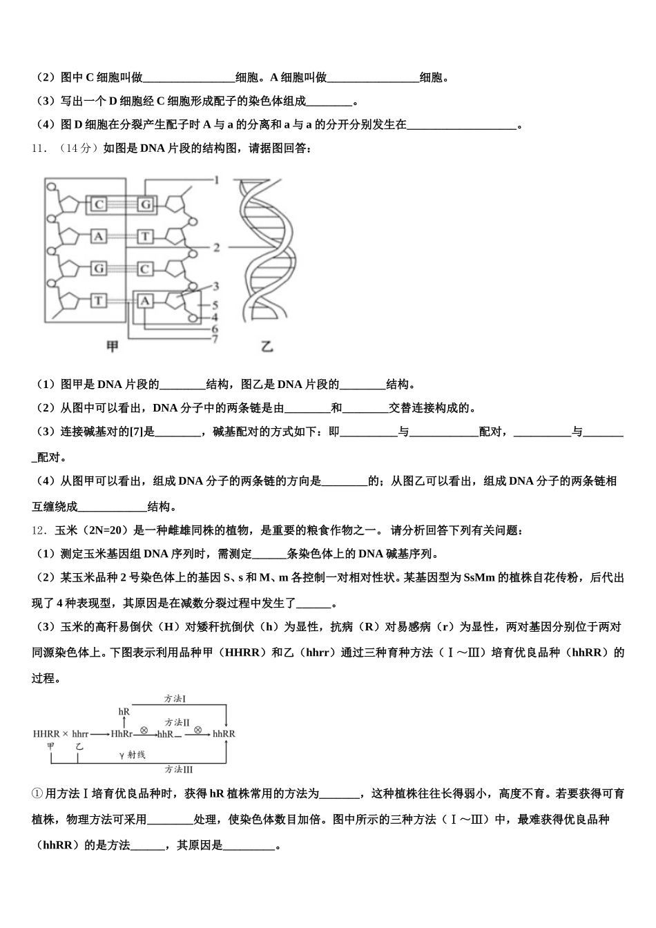广西桂林市重点名校2025届高一下生物期末经典模拟试题含解析_第3页