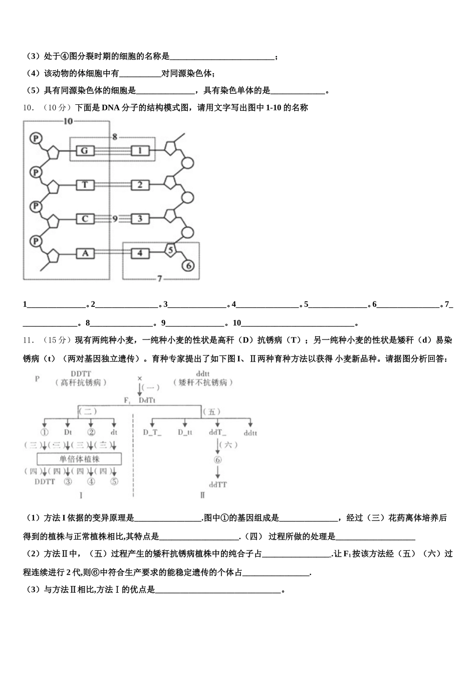 广西贺州市2025年高一下生物期末达标检测模拟试题含解析_第3页