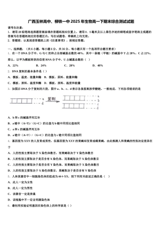 广西玉林高中、柳铁一中2025年生物高一下期末综合测试试题含解析