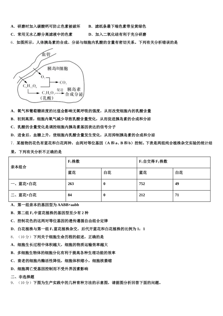 广西柳州市柳州高中2025年高一下生物期末达标检测试题含解析_第2页