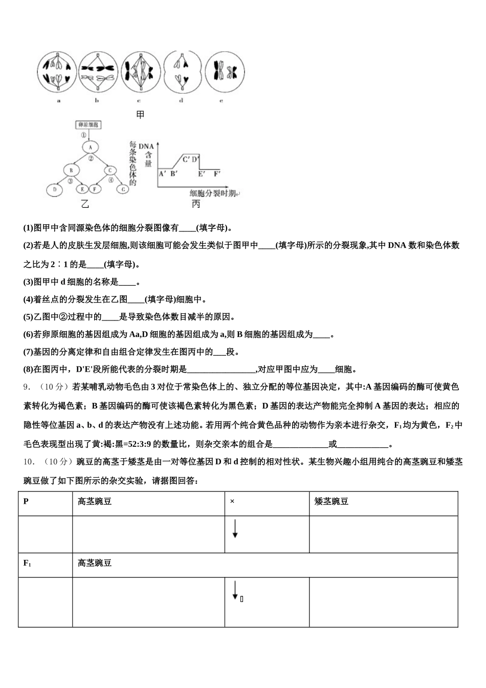2025届天津市蓟州等部分区高一生物第二学期期末复习检测模拟试题含解析_第3页