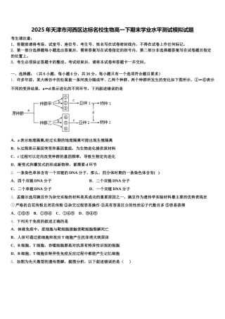 2025年天津市河西区达标名校生物高一下期末学业水平测试模拟试题含解析