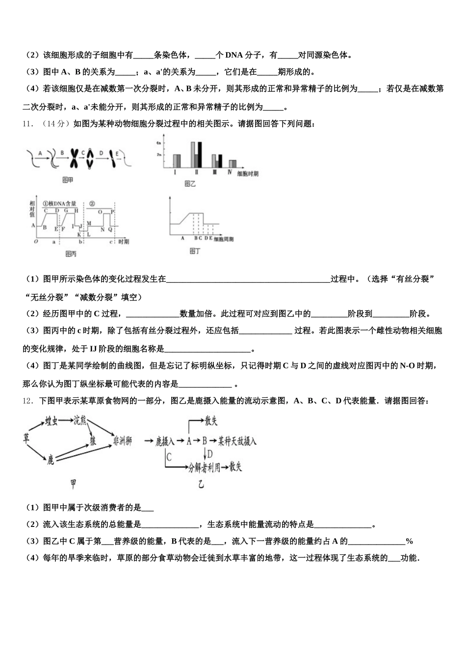 2025年天津实验中学生物高一下期末综合测试模拟试题含解析_第3页