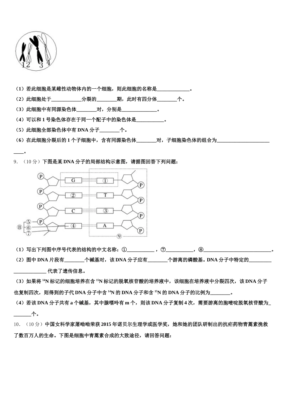 2025年天津开发区第一中学高一生物第二学期期末达标测试试题含解析_第3页
