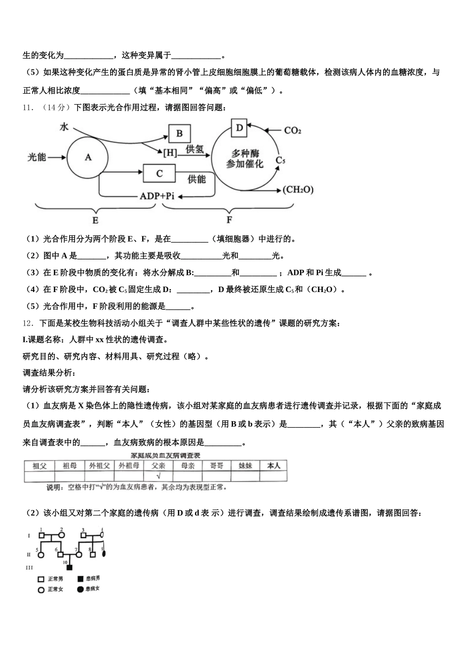 天津市宝坻区普通高中2024-2025学年高一生物第二学期期末学业水平测试试题含解析_第3页