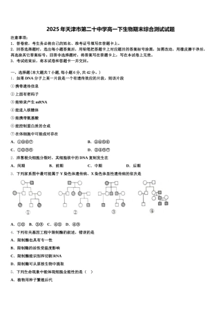 2025年天津市第二十中学高一下生物期末综合测试试题含解析
