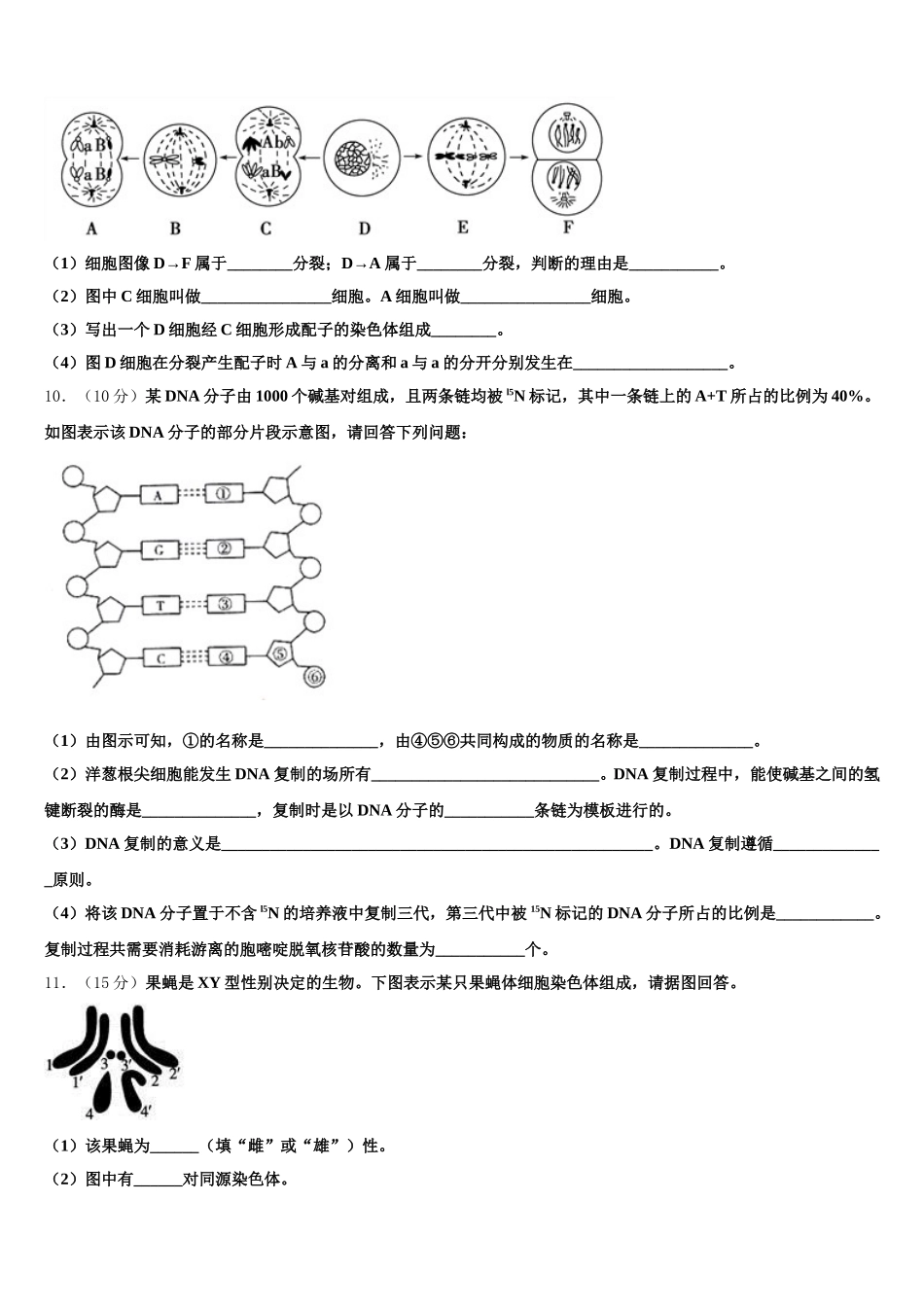 天津一中2025届生物高一下期末综合测试试题含解析_第3页