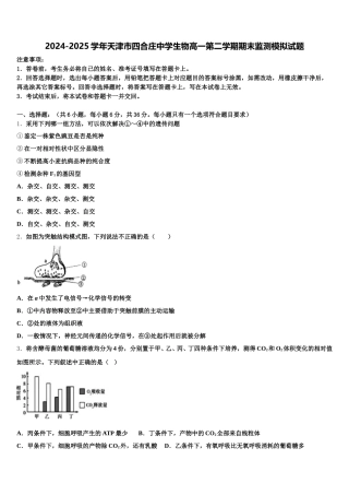 2024-2025学年天津市四合庄中学生物高一第二学期期末监测模拟试题含解析