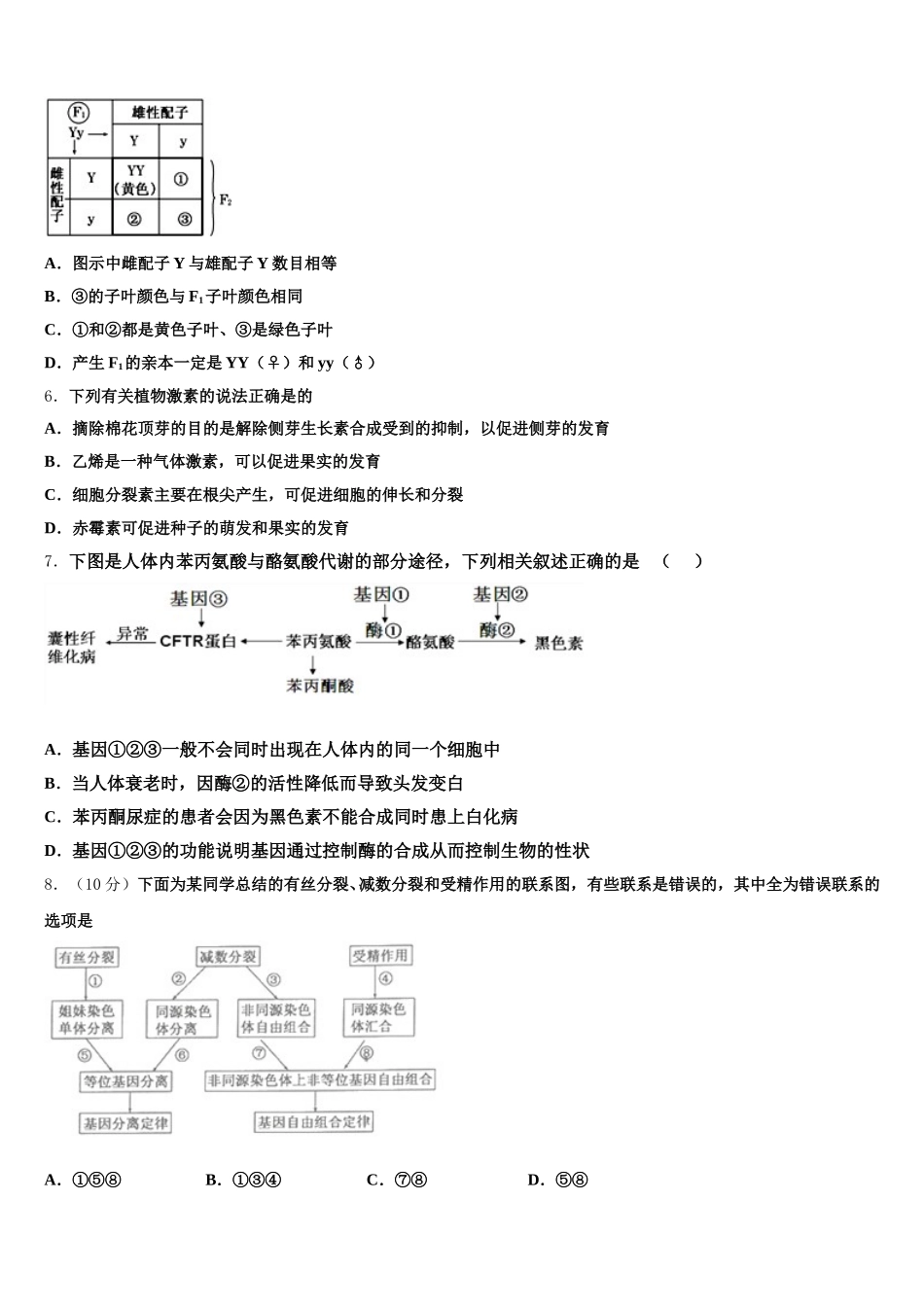 2025届天津市武清区生物高一下期末学业质量监测试题含解析_第2页