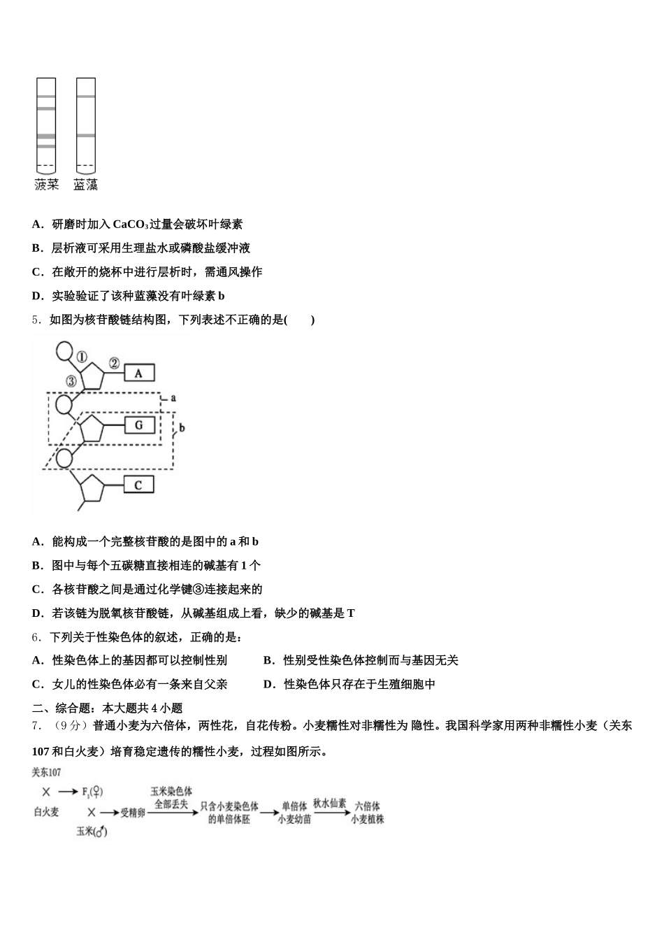 天津市河东区2025届生物高一下期末经典模拟试题含解析_第2页