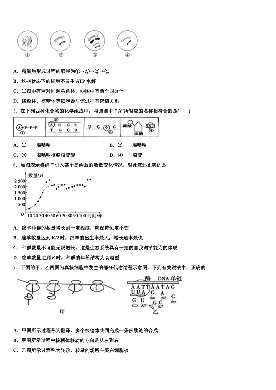 2024-2025学年天津市新华中学高一下生物期末经典模拟试题含解析_第2页