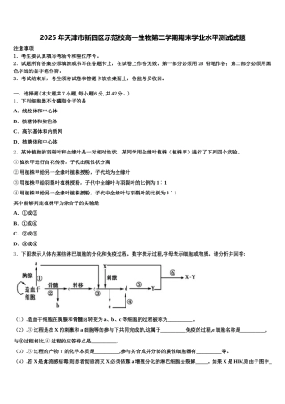 2025年天津市新四区示范校高一生物第二学期期末学业水平测试试题含解析