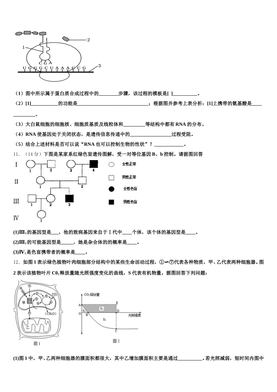 天津市大白高中2025年生物高一第二学期期末达标检测模拟试题含解析_第3页