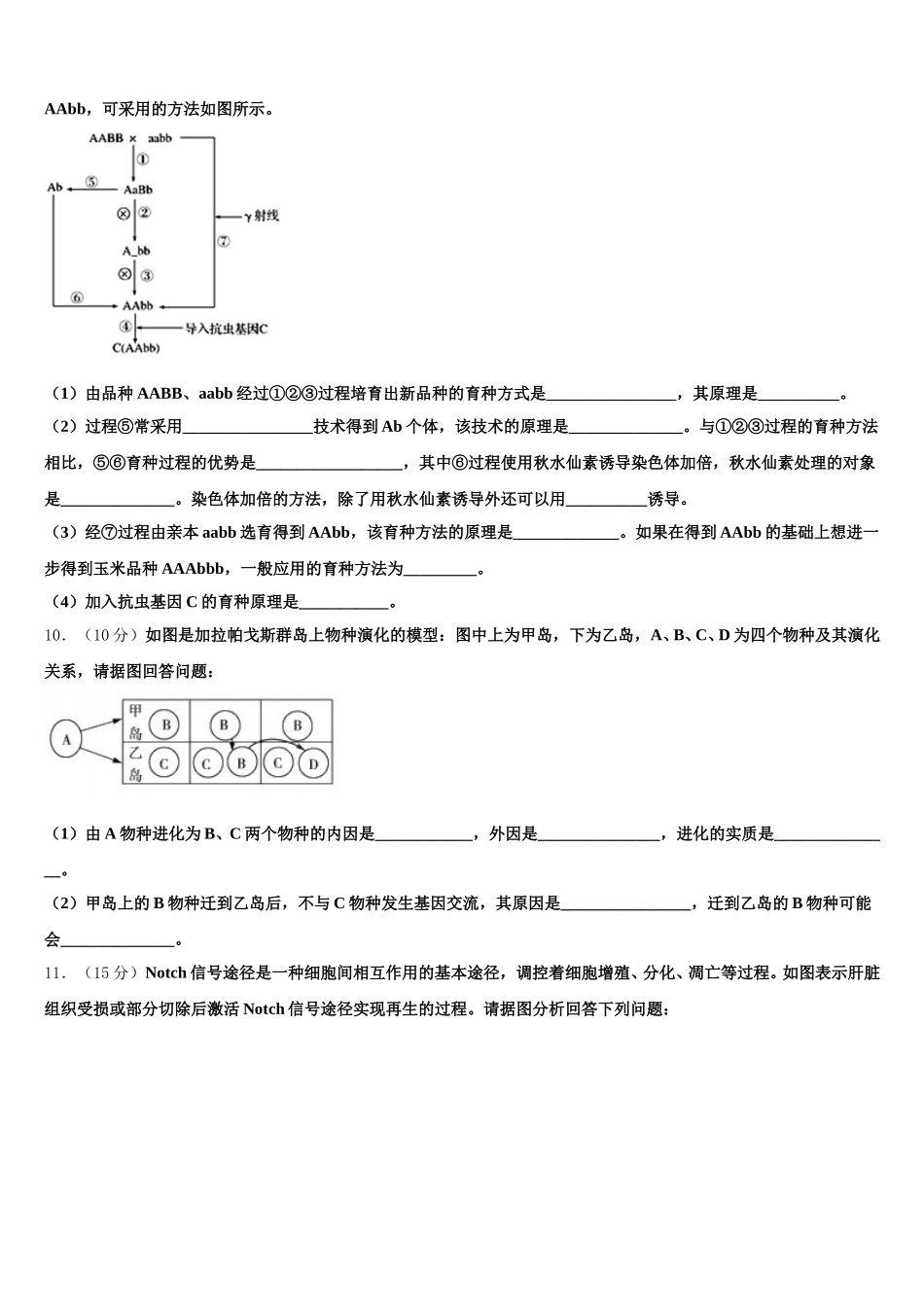 2024-2025学年天津市武清区高一下生物期末质量检测模拟试题含解析_第3页