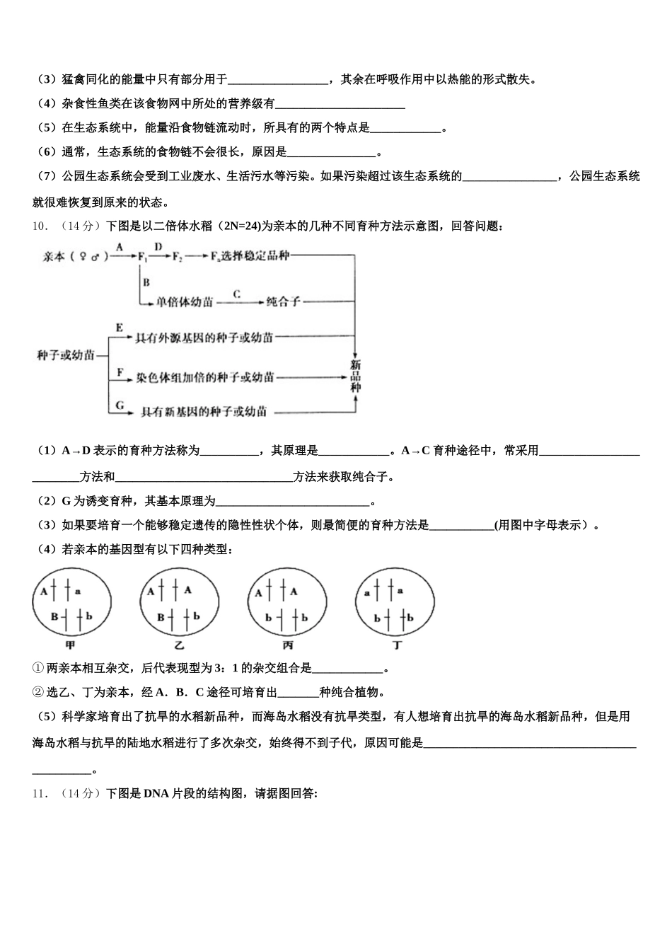北京市海淀区清华大学附属中学2025年高一生物第二学期期末学业水平测试试题含解析_第3页