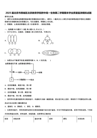 2025届北京市西城区北京教育学院附中高一生物第二学期期末学业质量监测模拟试题含解析