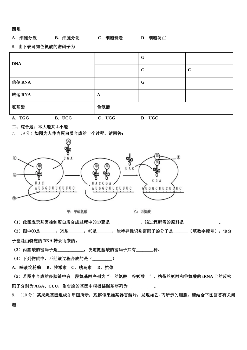 北京市西城区第三十一中学2024-2025学年高一生物第二学期期末复习检测模拟试题含解析_第2页