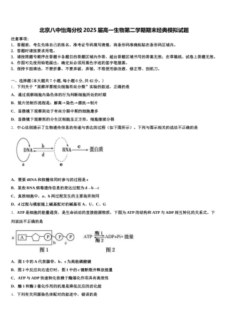 北京八中怡海分校2025届高一生物第二学期期末经典模拟试题含解析