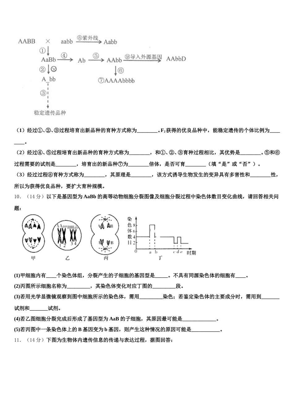 2025届安徽省蚌埠市禹会区北京师范大学蚌埠附属学校生物高一下期末经典试题含解析_第3页