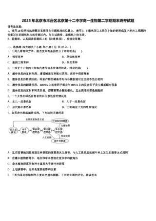 2025年北京市丰台区北京第十二中学高一生物第二学期期末统考试题含解析