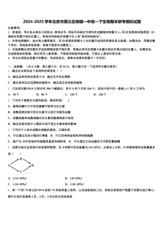 2024-2025学年北京市顺义区杨镇一中高一下生物期末联考模拟试题含解析