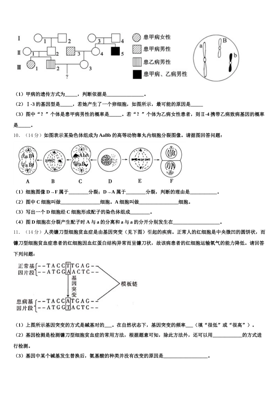 北京市十五中2024-2025学年高一下生物期末考试模拟试题含解析_第3页