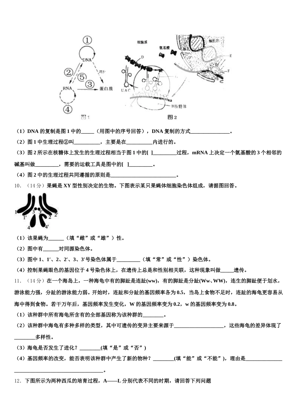 北京市东城区东直门中学2025年生物高一第二学期期末综合测试模拟试题含解析_第3页