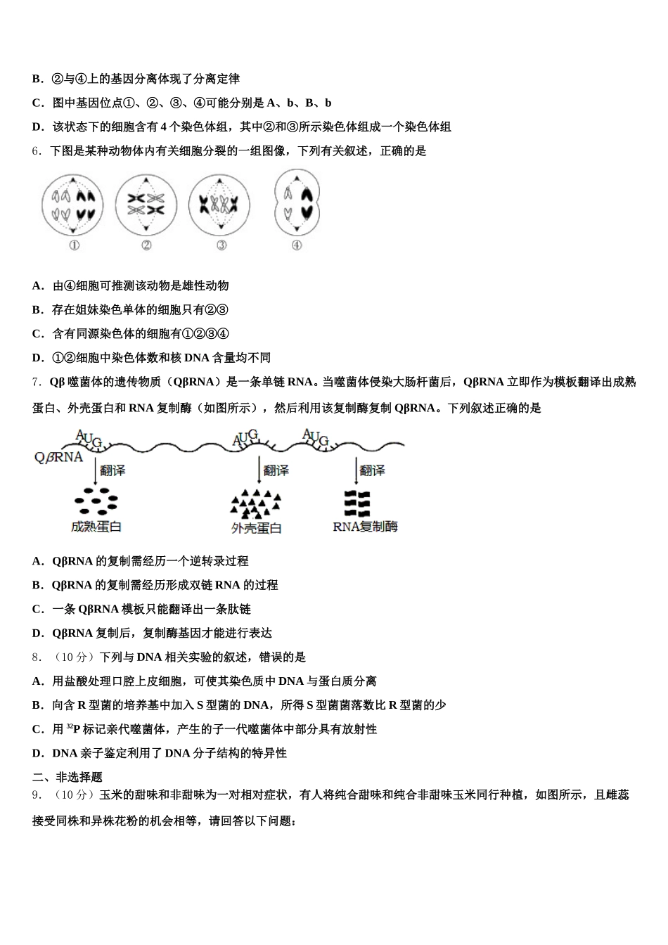 北京市北京二中教育集团2025年生物高一下期末质量检测模拟试题含解析_第2页