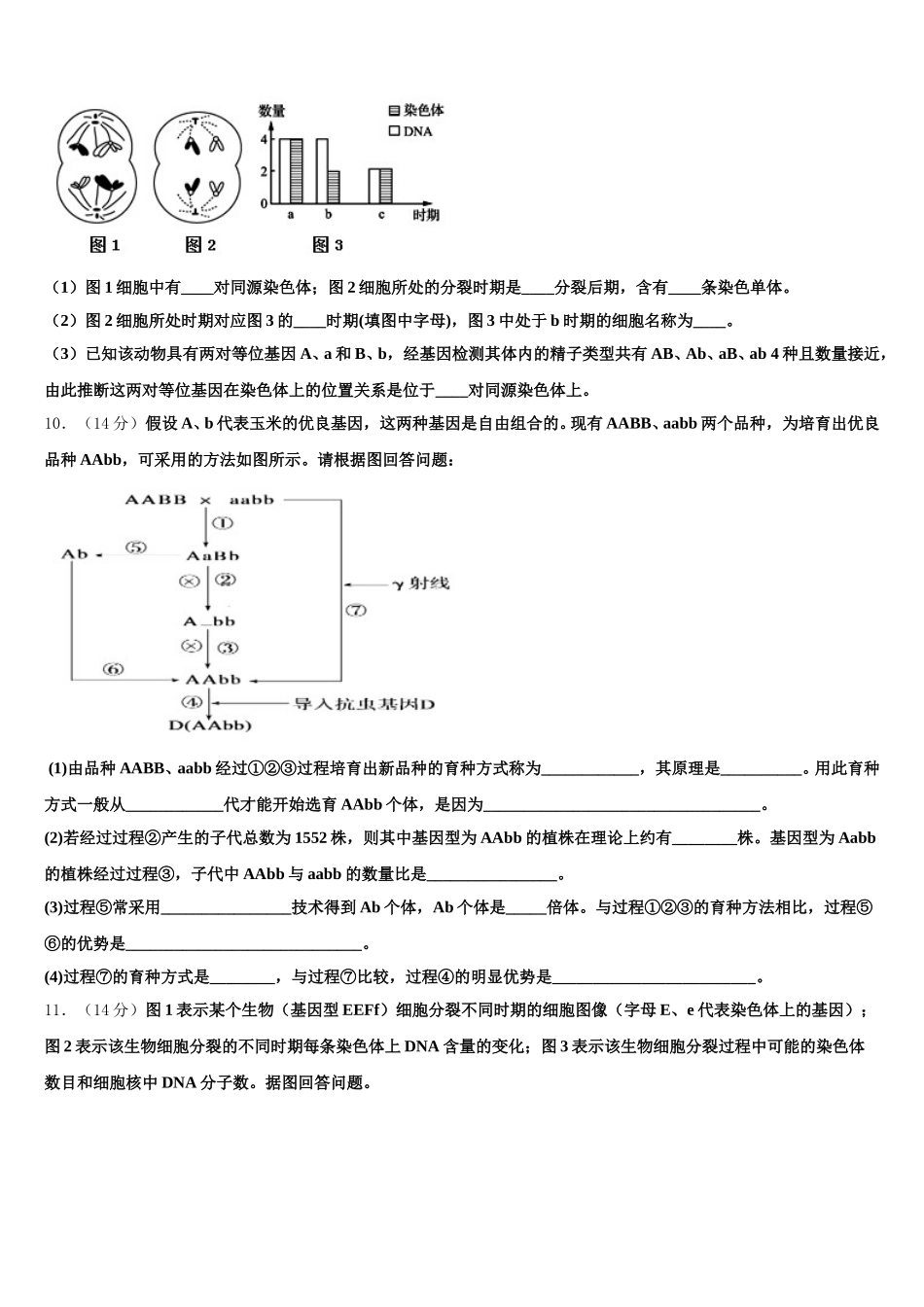 2024-2025学年北京市东城区市级名校高一下生物期末考试模拟试题含解析_第3页