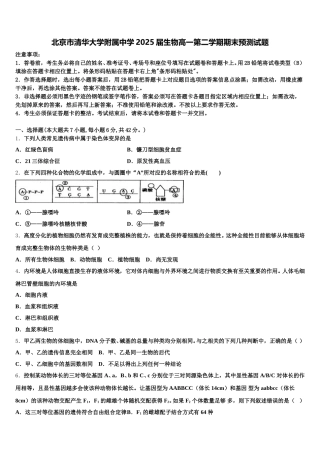 北京市清华大学附属中学2025届生物高一第二学期期末预测试题含解析